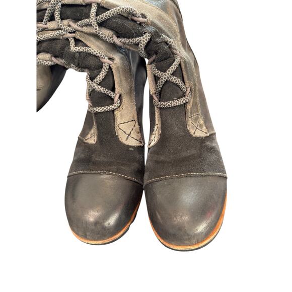Sorel Cate the Great Boots Gray Wedge Suede Knee High Lace Up Casual Size 7 - Picture 5 of 13